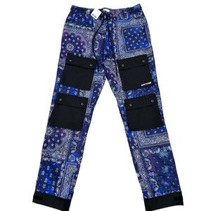 MEN'S TECHNO UTILITY BANDANA PRINT HYPER CARGO JOGGER PANTS LARGE-34 NWT